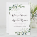 Linen Eucalyptus Rehearsal Dinner Luxury Kaart<br><div class="desc">Ons assortiment luxe trouwbenodigdheden is op mooi linnenpapier in high-definition gedrukt. Dit exclusieve ontwerp kenmerkt de bladeren van de waterverf eucalyptus en een elegante manuscriptdoopvont.</div>