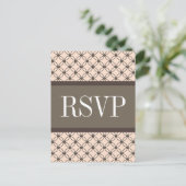 Linen Fancy Lattice RSVP Briefkaart (Staand voorkant)