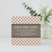 Linen Fancy Lattice Save the Date Invite (Staand voorkant)