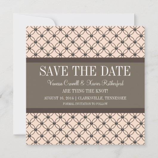 Linen Fancy Lattice Save the Date Invite (Voorkant)
