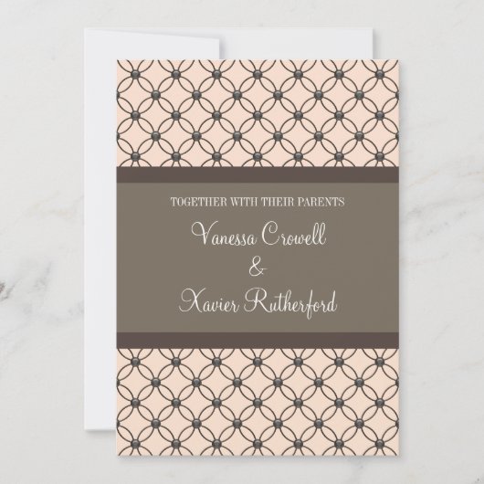 Linen Fancy Lattice Wedding Invitation Kaart (Voorkant)