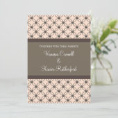 Linen Fancy Lattice Wedding Invitation Kaart (Staand voorkant)