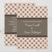 Linen Fancy Lattice Wedding Invitation Kaart (Voorkant / Achterkant)