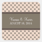 Linen Fancy Lattice Wedding Stickers (Voorkant)