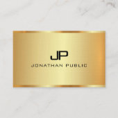 Linen Faux Gold Sjabloon Monogram Initiaal Aangepa Visitekaartje (Voorkant)