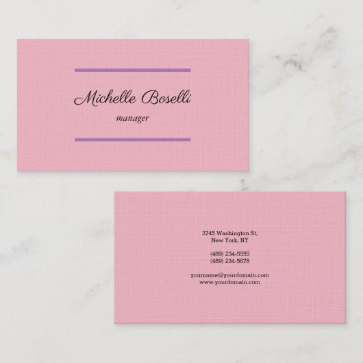 Linen Feminine Trendy Modern Professional Plain Visitekaartje (Voorkant / Achterkant)