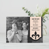 Linen Fleur De Lis Banner sparen de Datum uitnodig Save The Date (Staand voorkant)