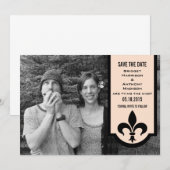 Linen Fleur De Lis Banner sparen de Datum uitnodig Save The Date (Voorkant / Achterkant)
