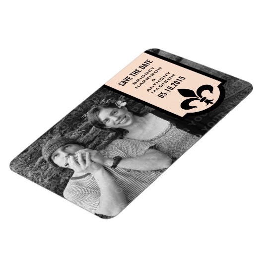 Linen Fleur De Lis Banner sparen de Magnet Datum Magneet (Linkerzijde)