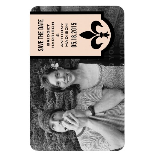 Linen Fleur De Lis Banner sparen de Magnet Datum Magneet (Verticaal)