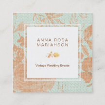 *~*  Linen Gold Bronze Floral Turquoise