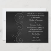 Linen Gothic  Swirls Black Wedding Invites Kaart (Achterkant)