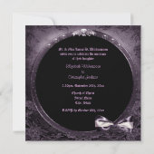 Linen Gothic Winged Skull Paars Wedding Invites Kaart (Achterkant)
