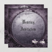 Linen Gothic Winged Skull Paars Wedding Invites Kaart (Voorkant / Achterkant)