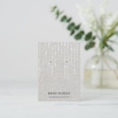 LINEN GRAY LIGHT STRINGS STUD EARRING DISPLAY VISITEKAARTJE (Staand voorkant)