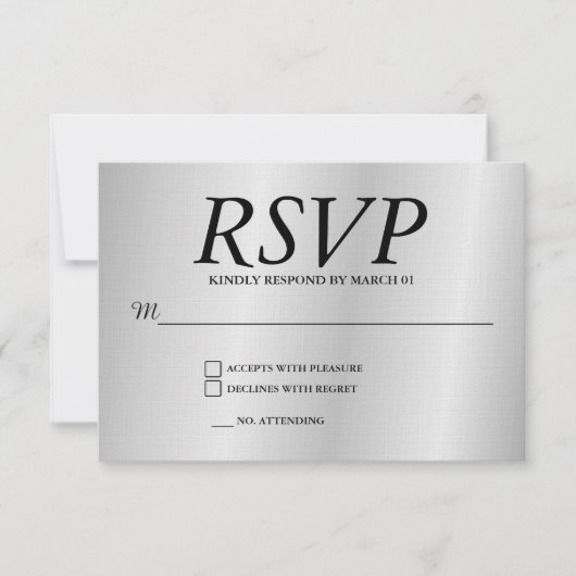 Linen Grey Wedding RSVP Response Reply Modern Card (Voorkant)