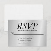 Linen Grey Wedding RSVP Response Reply Modern Card Kaartje (Voorkant / Achterkant)