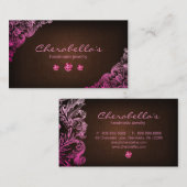 Linen Jewelry Visitekaartje Chocolate Brown Pink (Voorkant / Achterkant)