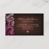 Linen Jewelry Visitekaartje Chocolate Brown Pink (Achterkant)