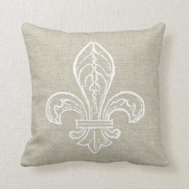 Linen Kijk met White Fleur de Lis Pillow Kussen
