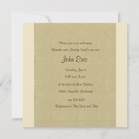 Linen Kijk  Owl Baby shower Uitnodiging (Achterkant)