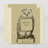 Linen Kijk Owl Baby shower Uitnodiging (Voorkant / Achterkant)