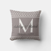 Linen Lace Gray White Monogram Wedding Keepomwille Kussen (Voorkant)