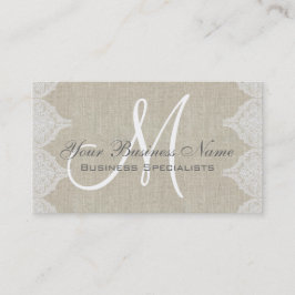 Linen Lace Simple Plain Monogram Visitekaartje
