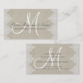Linen Lace Simple Plain Monogram Visitekaartje (Voorkant / Achterkant)