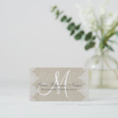 Linen Lace Simple Plain Monogram Visitekaartje (Staand voorkant)