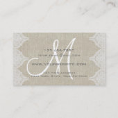 Linen Lace Simple Plain Monogram Visitekaartje (Achterkant)