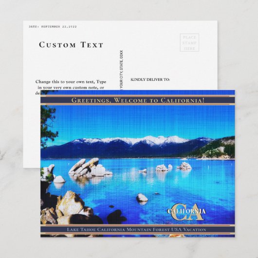 linen- Lake Tahoe California Mountain Forest Usa Briefkaart (Voorkant / Achterkant)
