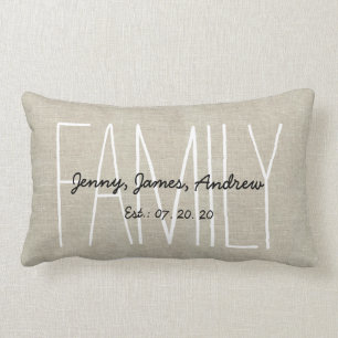 Linen look Custom Family Monogram - Gepersonalisee Kussen