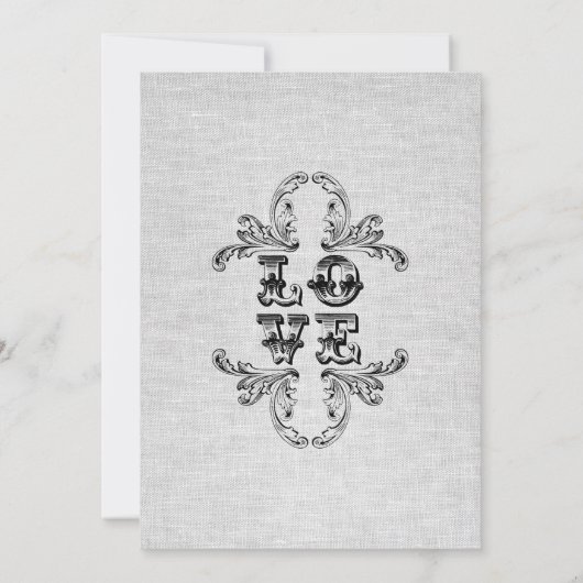  Linen-look en Ornament Engagement Party Kaart (Achterkant)