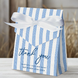 Linen Look Striped Birthday Thank You Blue White Bedankdoosjes