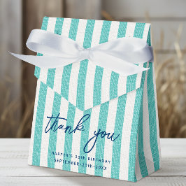 Linen Look Striped Birthday Thank You Mint Party Bedankdoosjes