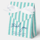 Linen Look Striped Birthday Thank You Mint Party Bedankdoosjes (Voorkant)