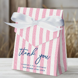 Linen Look Striped Birthday Thank You Pink Party Bedankdoosjes