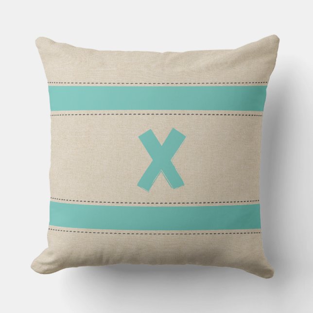 Linen look Stripes toevoegen Monogram Pillow Kussen (Voorkant)