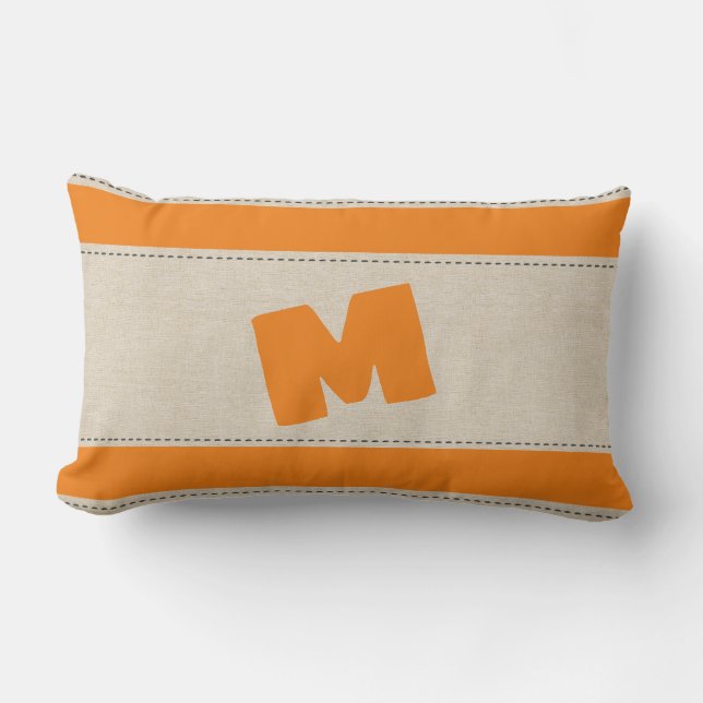 Linen look Stripes toevoegen Monogram Pillow Kussen (Voorkant)