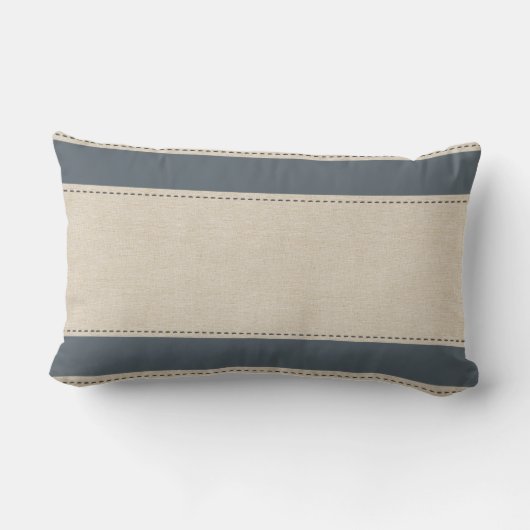 Linen look Stripes toevoegen Naam Pillow Kussen (Achterkant)