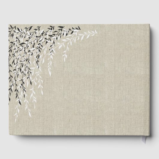 Linen look Willow Branches Wedding Guest Book Gastenboek (Achterkant)