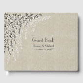 Linen look Willow Branches Wedding Guest Book Gastenboek (Voorkant)