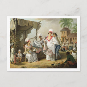 Linen Market, Roseau, Dominica, c.1780 (olie op bl Briefkaart