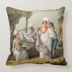 Linen Market, Roseau, Dominica, c.1780 (olie op bl Kussen
