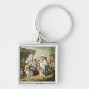 Linen Market, Roseau, Dominica, c.1780 (olie op bl Sleutelhanger