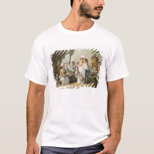 Linen Market, Roseau, Dominica, c.1780 (olie op bl T-shirt (Voorkant)