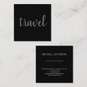 Linen Minimalist Black Modern Plain Travel Agent Vierkante Visitekaartje (Voorkant / Achterkant)