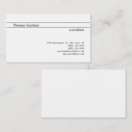 Linen Minimalist Plain Creative Modern Visitekaartje (Voorkant / Achterkant)