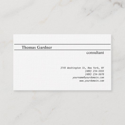 Linen Minimalist Plain Creative Modern Visitekaartje (Voorkant)